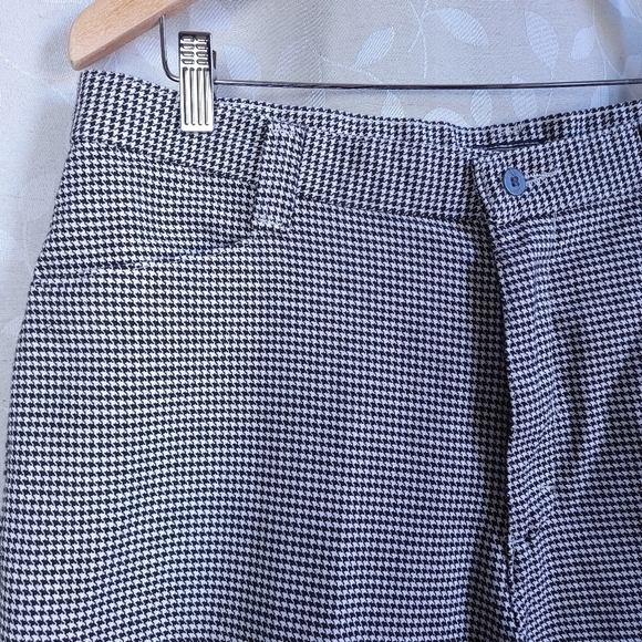 Vintage 90s Lee Houndstooth Tapered Leg Trouser Pants Black White Plus 16 - Picture 4 of 16